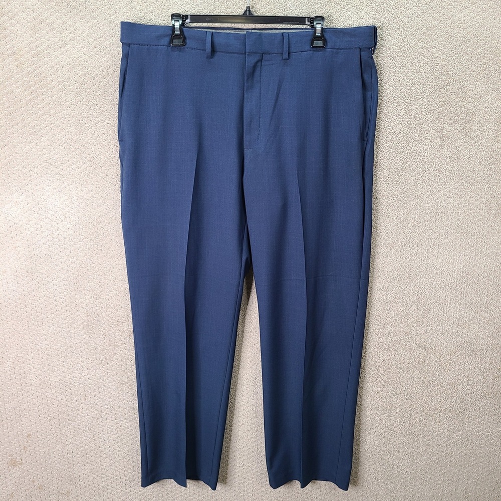 Haggar Pants Mens 38x30 Blue Classic Fit Premium Comfort Dress Pant Polyester
